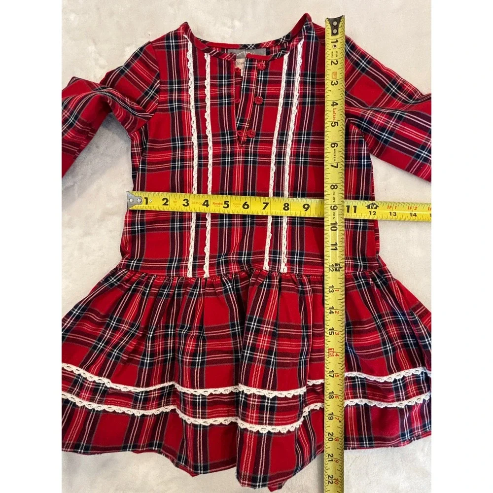 Pastourelle by Pippa & Julie Girls Red Plaid Lace Trim Holiday Dress 4T